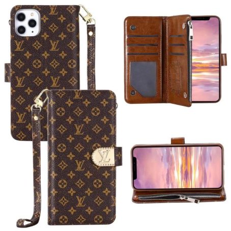 Louis Vuitton Small Brown Monogram Zipper Wallet Case iPhone 14 13 Pro Max 12 Xs Max 13 Mini X 10 8 Plus