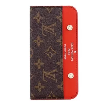 Louis Vuitton Red Brown Monogram Wallet iPhone 14 13 11 12 Pro Max Case