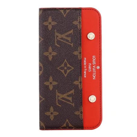 Louis Vuitton Red Brown Monogram Wallet iPhone 14 13 11 12 Pro Max Case