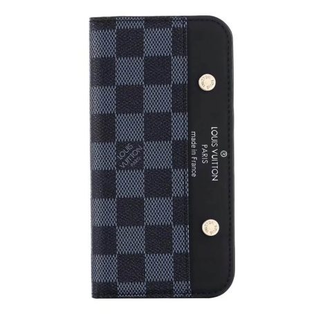Louis Vuitton Black Checkered Monogram Wallet Case for iPhone 12 11 13 14 Pro Max