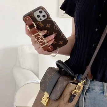 Louis Vuitton Dauphine mm Monogram Wrist band Case iPhone 15 14 13 Pro Max Xs Max XR 7 8 Plus