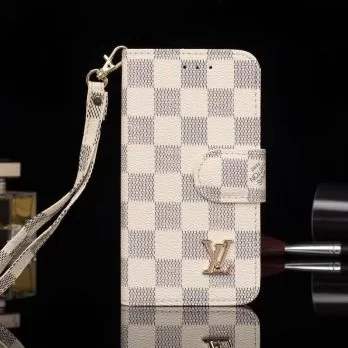 Louis Vuitton White Checkered Wallet Case for iPhone 12 11 13 14 Pro Max Xs Max XR 7 8 Plus