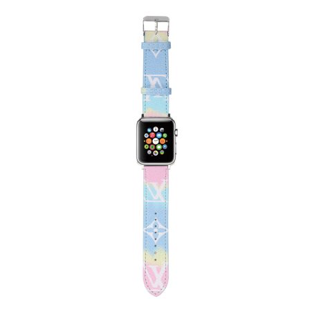 Louis Vuitton Apple Watch Band Straps Compatible iWatch 6 5 4 3 2 1 38mm 40mm 41mm 42mm 44mm 45mm Replacement Band - Beach Pink