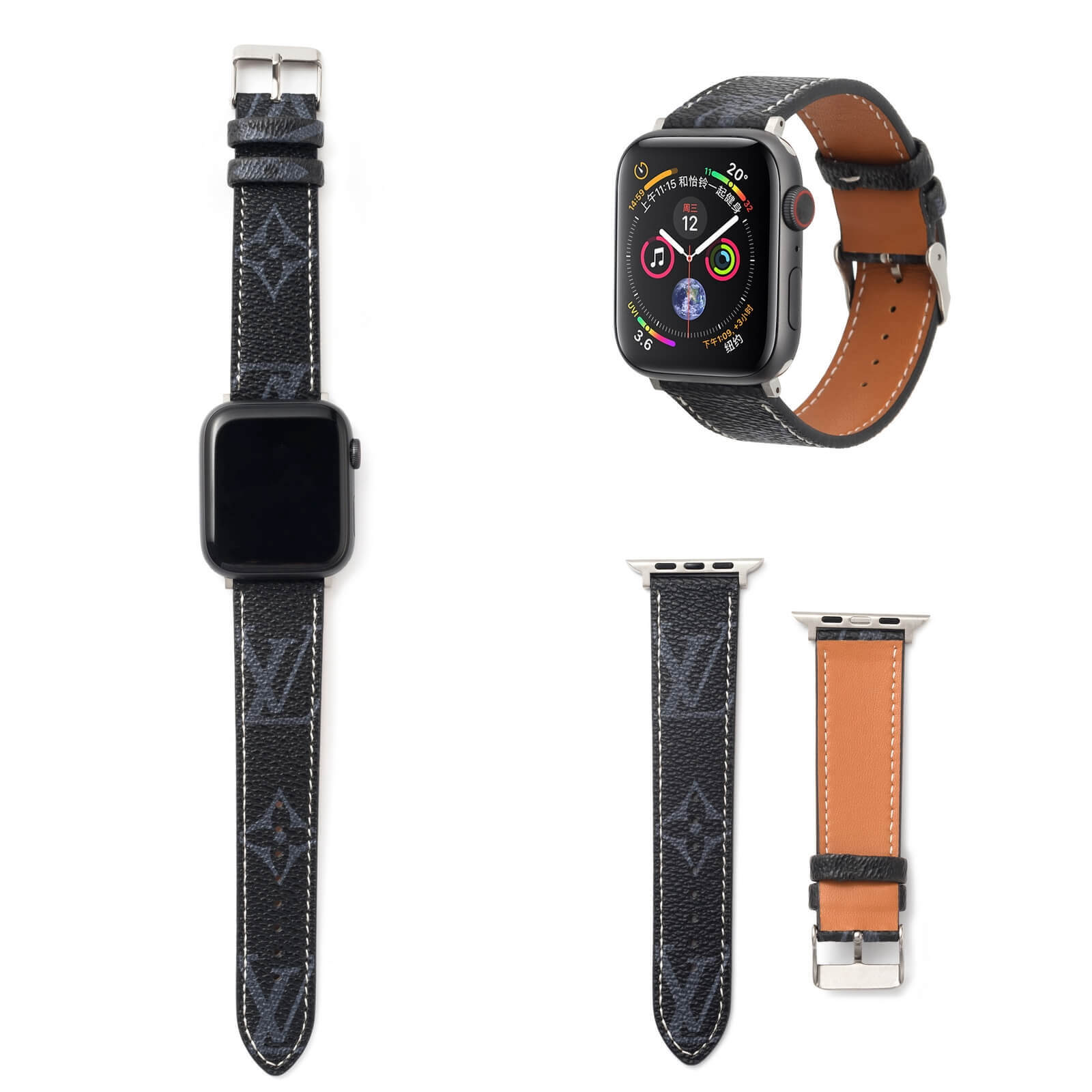 Black LV Engraved 42mm 44mm & 45mm Apple Watch Band – Bombshell