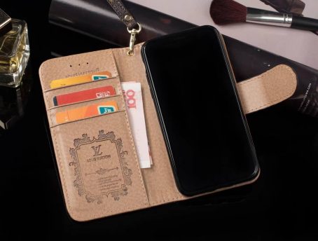 Louis Vuitton Red Monogram Wallet Case for iPhone 12 11 13 14 Pro Max Xs Max XR 7 8 Plus