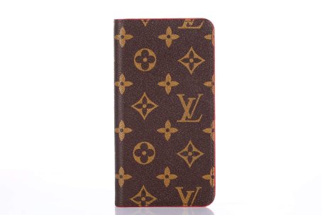 [CLASSIC]Louis Vuitton Brown/Rose red Monogram Wallet Case for iPhone 12 11 13 14 Pro Max Xs Max XR 7 8 Plus