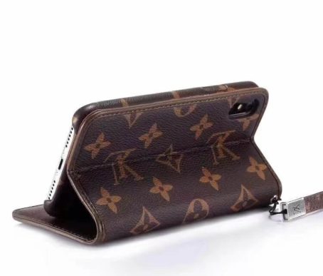 Louis Vuitton Brown/Red Monogram Wallet Case for iPhone 14 13 11 12 Pro Max 12 13 Mini Max Xs Max XR 7 8 Plus