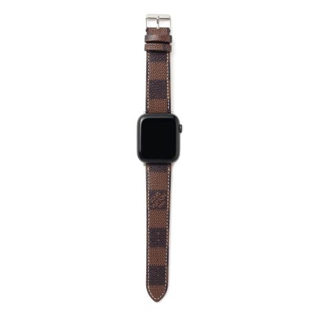 Louis Vuitton Apple Watch Band Straps Compatible iWatch 6 5 4 3 2 1 38mm 40mm 41mm 42mm 44mm 45mm Replacement Band - Brown Check