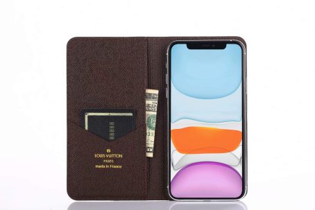 [CLASSIC]Louis Vuitton Brown Monogram Wallet Case for iPhone 12 11 13 14 Pro 12 13 Mini Max Xs Max XR 7 8 Plus