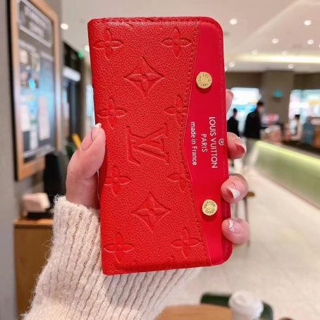 HIGH END!!! Louis Vuitton Embossed Empreinte Monogram Red Leather iPhone 14 13 Pro Max 11 12 Case