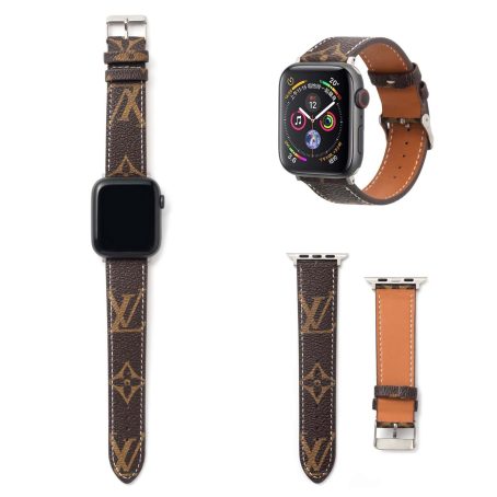 Louis Vuitton Apple Watch Band Straps Compatible iWatch 6 5 4 3 2 1 38mm 40mm 41mm 42mm 44mm 45mm Replacement Band - Brown
