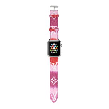 Louis Vuitton Apple Watch Band Straps Compatible iWatch 6 5 4 3 2 1 38mm 40mm 41mm 42mm 44mm 45mm Replacement Band - Beach Red