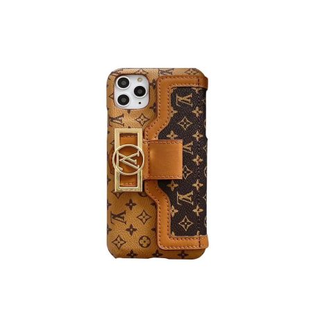 Louis Vuitton Dauphine mm Monogram Brown Back Flip Case for iPhone 11 12 13 Pro Max