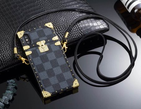 Louis Vuitton Eye Trunk Case for iPhone 7 8 Plus 13 Mini 12 11 14 15 Pro Max Xs Max XR - Black Checkerboard