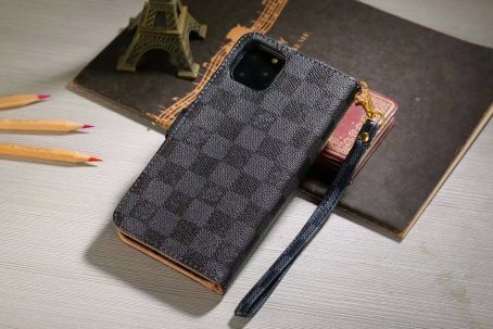 Louis Vuitton Monogram Wallet Case for iPhone 12 11 13 14 Pro Max 12 13 Mini Max Xs Max XR 7 8 Plus - Black Checkerboard