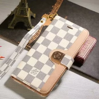 Louis Vuitton Monogram Wallet Case for iPhone 12 11 13 14 15 Pro Max 12 13 Mini Max Xs Max XR 7 8 Plus - White Checkerboard