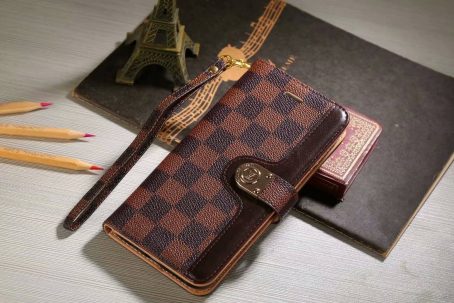 Louis Vuitton Monogram Wallet Case for iPhone 12 11 13 14 15 Pro Max 12 13 Mini Max Xs Max XR 7 8 Plus - Brown Checkerboard