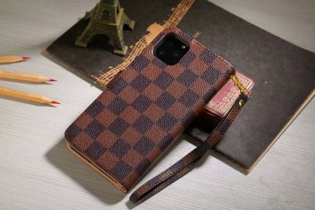 Louis Vuitton Monogram Wallet Case for iPhone 12 11 13 14 15 Pro Max 12 13 Mini Max Xs Max XR 7 8 Plus - Brown Checkerboard
