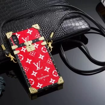 Louis Vuitton Eye Trunk Case for iPhone 7 8 Plus 13 14 15 Pro Max Mini 12 11 Pro Max Xs Max XR - Red Supreme