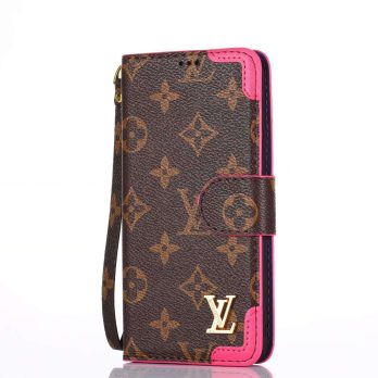 Louis Vuitton Vintage Rose Red Monogram Wallet Case for iPhone 12 11 13 14 15 Pro Max Xs Max XR 7 8 Plus 13 Mini