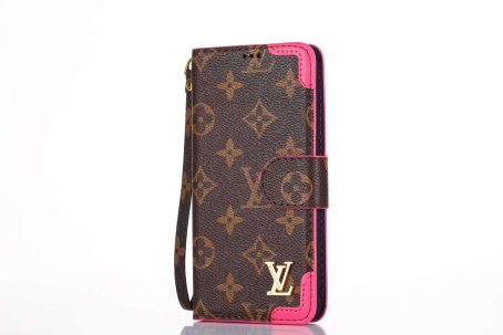 Louis Vuitton Vintage Rose Red Monogram Wallet Case for iPhone 12 11 13 14 Pro Max Xs Max XR 7 8 Plus 13 Mini