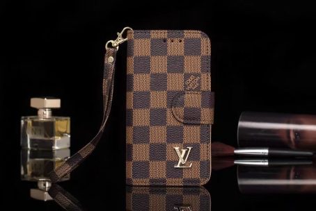 Louis Vuitton Brown Checkered Wallet Case for iPhone 12 11 13 14 Pro Max Xs Max XR 7 8 Plus