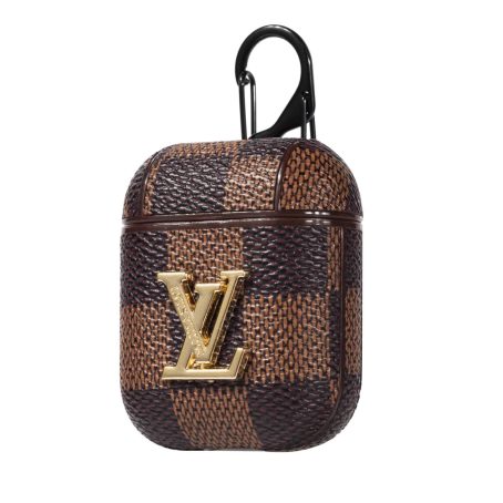 Louis Vuitton Brown Checkerboard with Metal LV Airpods Pro 1 2 3 Case