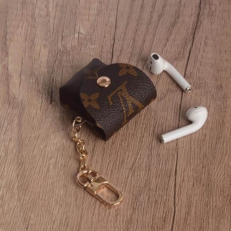 Louis Vuitton Leather Case Protective Cover Airpods Pro 1 2 3 - Brown