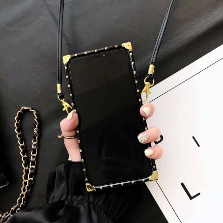 Louis Vuitton Eye Trunk Case for iPhone 7 8 Plus 13 Mini 12 11 14 15 Pro Max Xs Max XR - Black Checkerboard