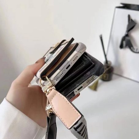 [Crossbody] Louis Vuitton Eclipse Monogram Back Wallet Case iPhone 15 13 Pro Max Xs Max XR 7 8 Plus 14