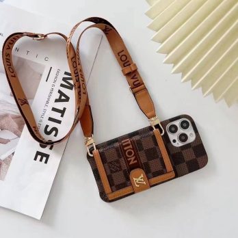 [Crossbody] Louis Vuitton Damier Ebene Monogram Back Wallet Case iPhone 13 Pro Max Xs Max XR 7 8 Plus 15