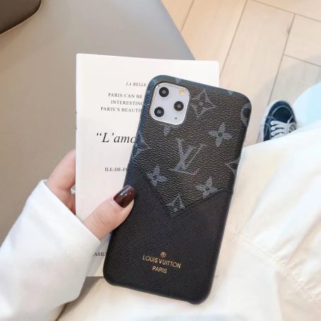 Louis Vuitton Eclipse Slim Card Holder Case for iPhone 14 13 12 11 Pro Max Xs 7 8 Plus