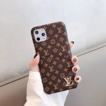 Louis Vuitton Brown S Monogram Card Holder Thin Case for iPhone 15 14 13 12 11 Pro Max XR Xs 7 8 Plus