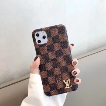 Louis Vuitton Damier Ebene Card Holder Thin Case for iPhone 15 14 13 12 11 Pro Max XR Xs 8 7 Plus