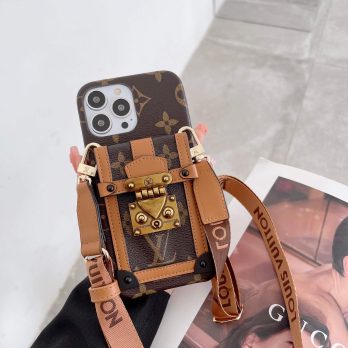 [Vintage] Louis Vuitton Brown Monogram Back Metal Wallet Case iPhone 13 Pro Max Xs Max XR 7 8 Plus 14 15