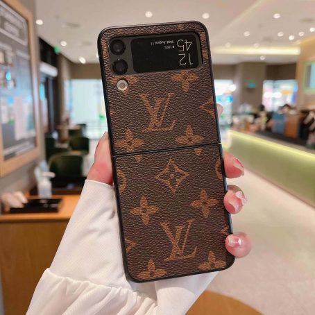 Louis Vuitton Brown Monogram Leather Protective Case for Samsung Galaxy Z Flip 3, Z Fold 3