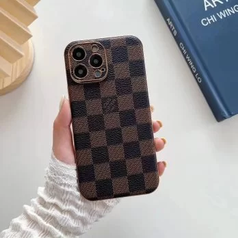 Louis Vuitton Damier Ebene Plating Edge Thin Case for iPhone 15 11 12 13 14 Pro Max Xs XR 7 8 Plus