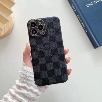 Louis Vuitton Damier · E Plating Edge Thin Case for iPhone 11 12 13 14 15 Pro Max Xs XR 7 8 Plus