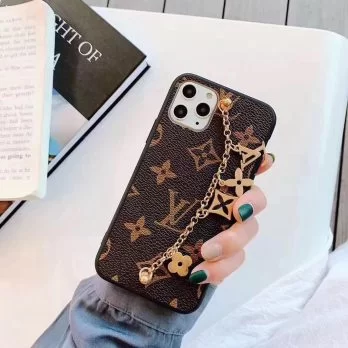 Louis Vuitton Brown Monogram Wrist band Case iPhone 13 14 15 Pro Max Xs Max XR 7 8 Plus 12 13 Mini