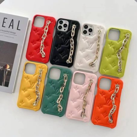 Louis Vuitton Wrist Chain Soft Leather Case iPhone 14 13 Pro Max Xs Max XR 7 8 Plus 12 13