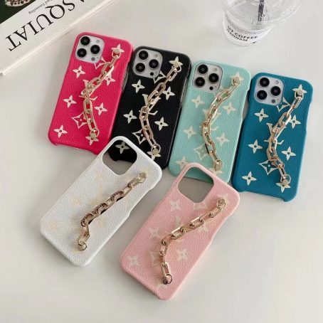 Louis Vuitton Wrist Chain Leather Case iPhone 14 13 Pro Max Xs Max XR 7 8 Plus 12 13