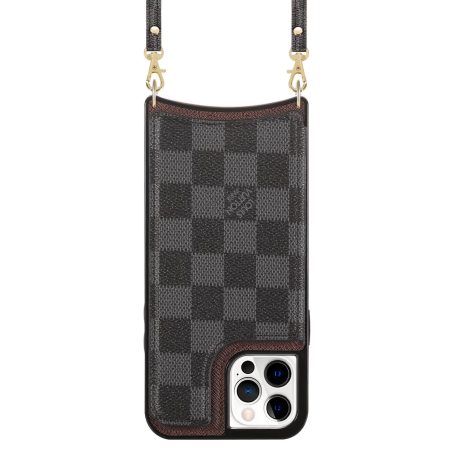 [Crossbody] Louis Vuitton Damier E Back Flip Wallet Case iPhone 14 13 Pro Max Xs Max XR 7 8 Plus 13 12 Mini