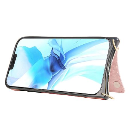 [Crossbody] Louis Vuitton Pink Canvas Back Flip Wallet Case iPhone 13 14 Pro Max Xs Max XR 7 8 Plus 12 13 Mini