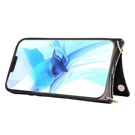 [Crossbody] Louis Vuitton Black Canvas Back Flip Wallet Case iPhone 13 14 Pro Max Xs Max XR 7 8 Plus 12 13 Mini