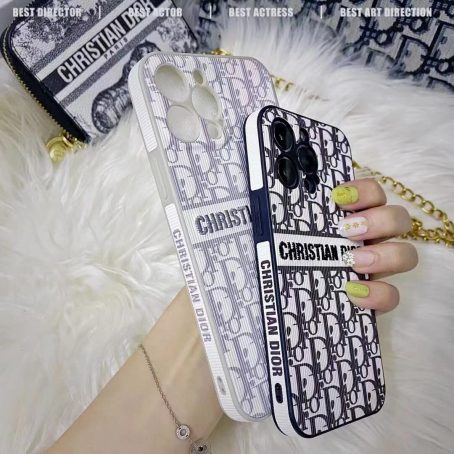 Christian Dior Embroidery Case for iPhone 14 Plus 13 12 11 Pro Max