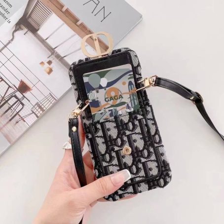 [CROSSBODY]Dior MONTAIGNE Canvas Card Holder Case for iPhone 14 13 12 11 Pro Max