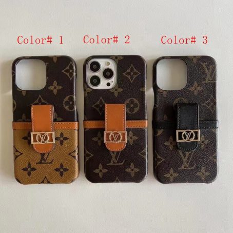 Louis Vuitton Card Holder Slot Leather Case for iPhone 11 12 13 14 Pro Max