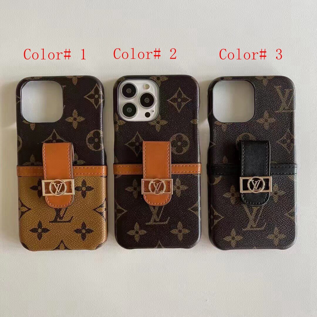 Louis Vuitton Card Holder Slot Leather Case for iPhone 11 12 13 14 Pro ...