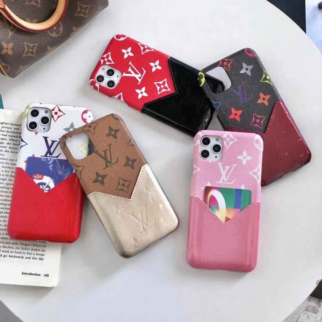 Louis Vuitton iphone 13 pro case leather iphone 13 case With Card Holde  iphone 14 / 13 / 12 pro max case luxury