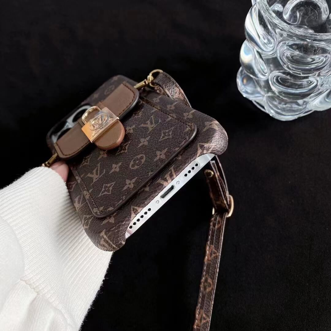 CROSSBODY] Louis Vuitton Back Wallet Case for iPhone 14 11 12 13